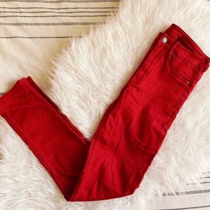 Red High Waisted Skinny Jeans